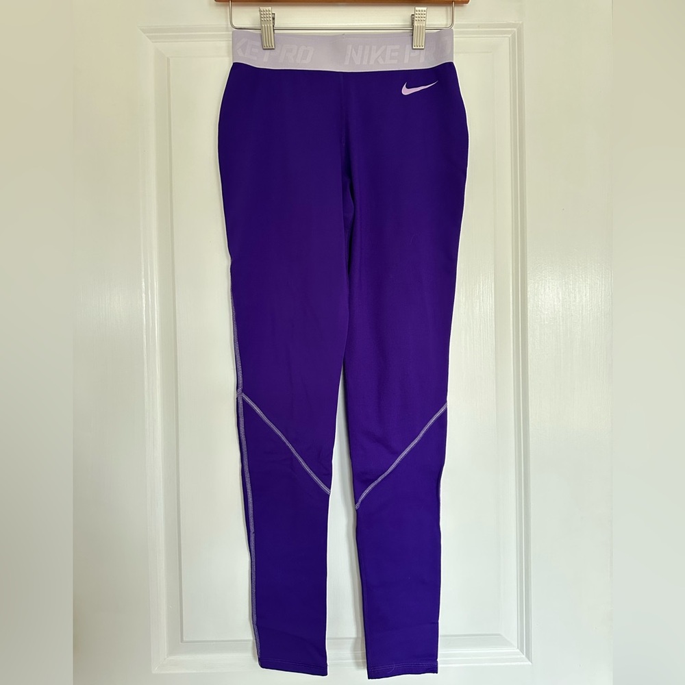Nike Purple Girls' Athletic Leggings with Reflective Swoosh